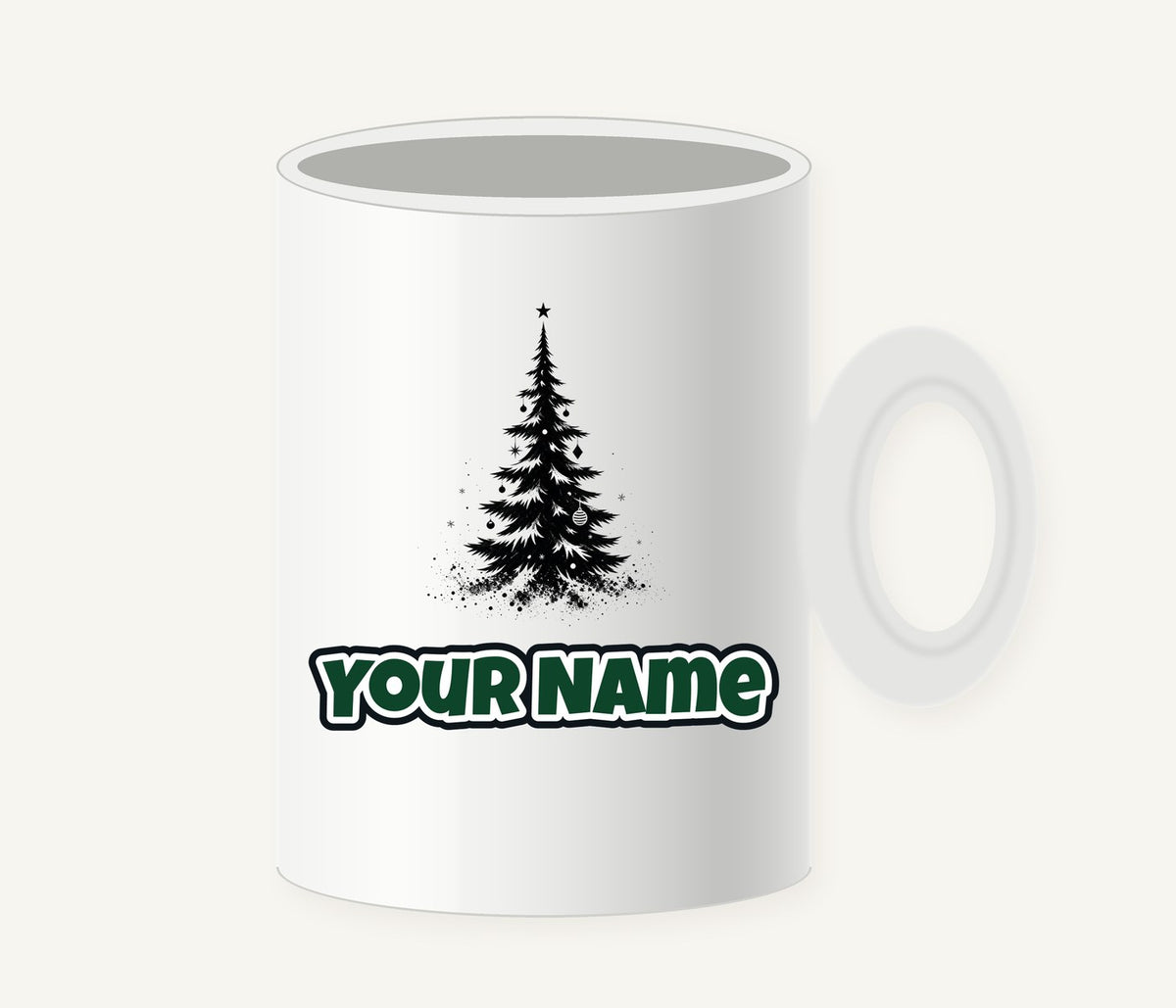 Ink Sketch Christmas Tree Personalised Christmas Mug