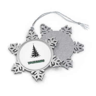 Ink Sketch Christmas Tree Personalised Pewter Christmas Ornament