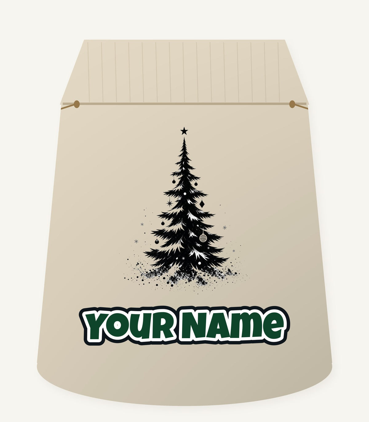Ink Sketch Christmas Tree Personalised Santa Sack
