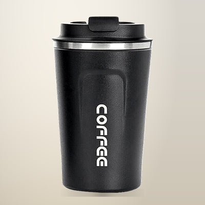 Insulated Stainless Steel Travel Coffee Cup, Black, 380 ml
