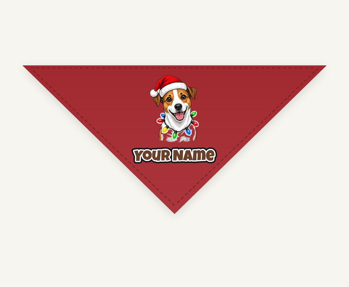 Jack Russell personalised Christmas pet bandana, tie-on style
