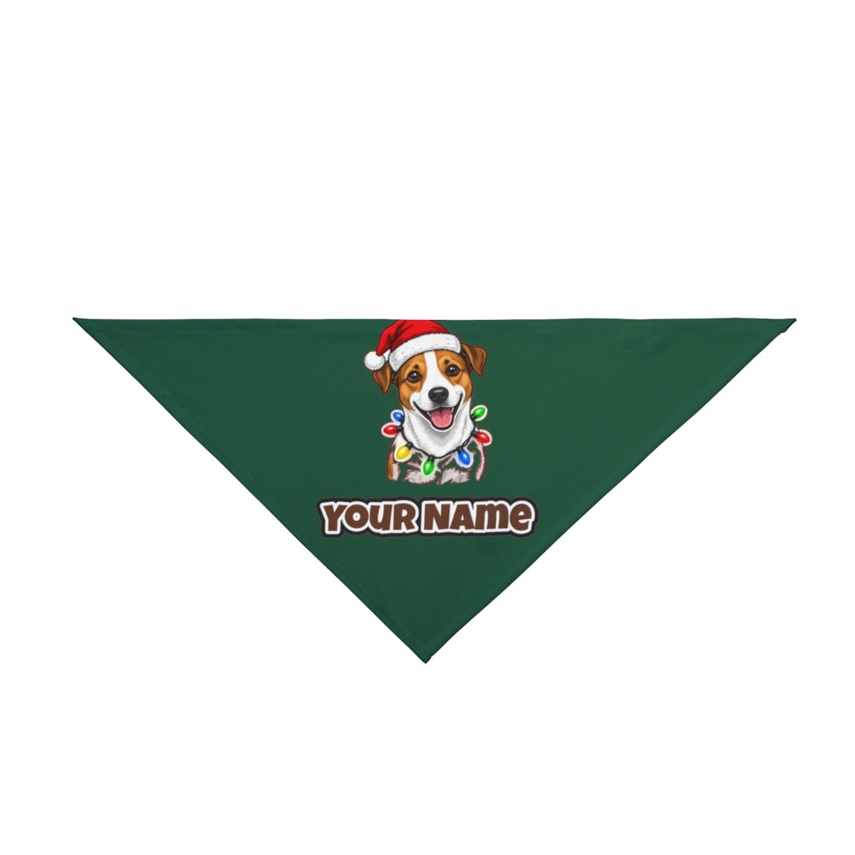 Jack Russell personalised Christmas pet bandana in green, tie-on style