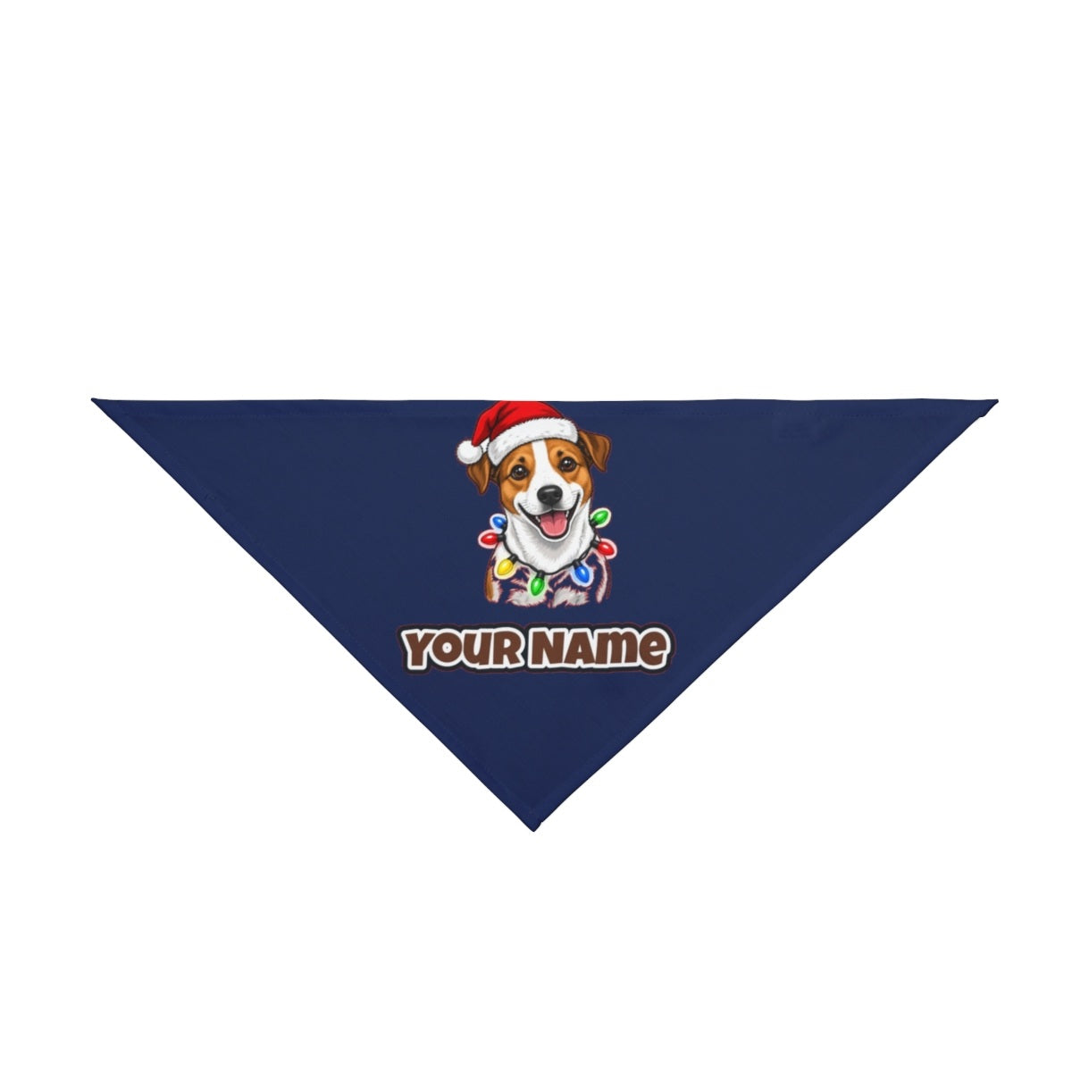 Jack Russell personalised Christmas pet bandana in navy, tie-on style