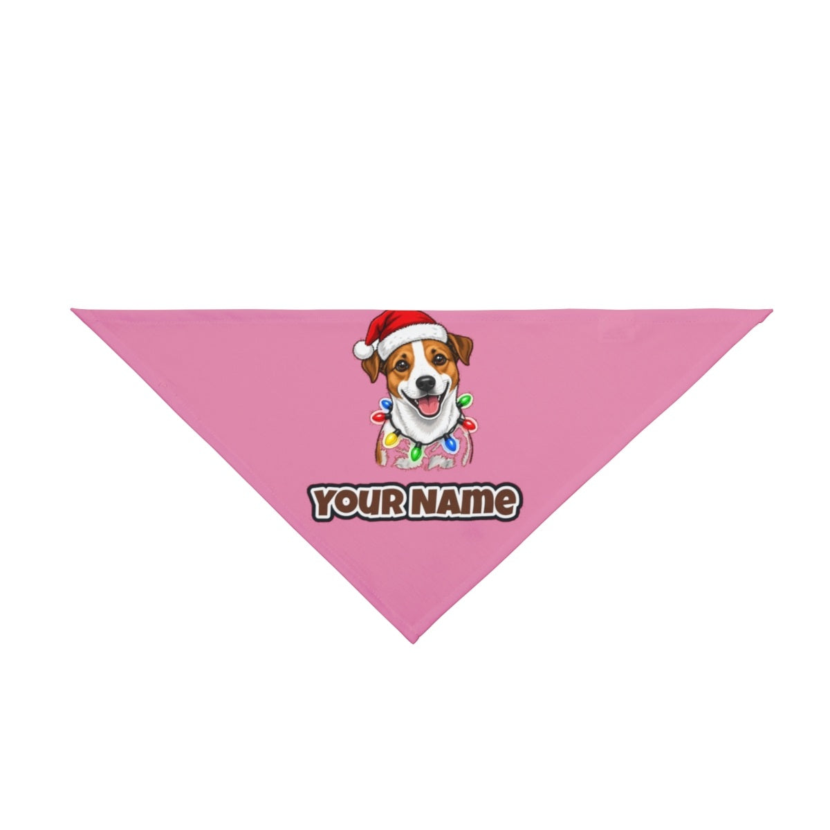 Jack Russell personalised Christmas pet bandana in pink, tie-on style
