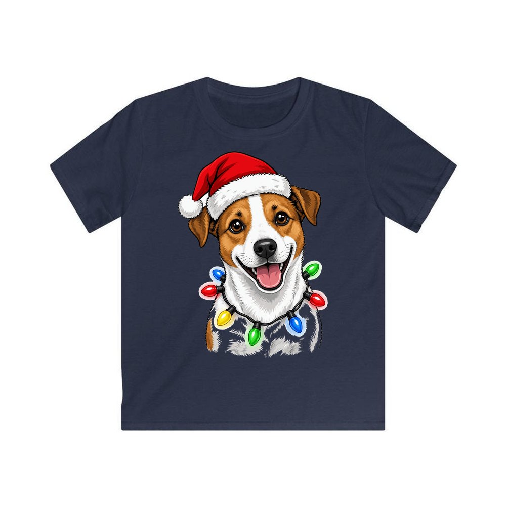 Jack Russell personalised kids Christmas tee in navy