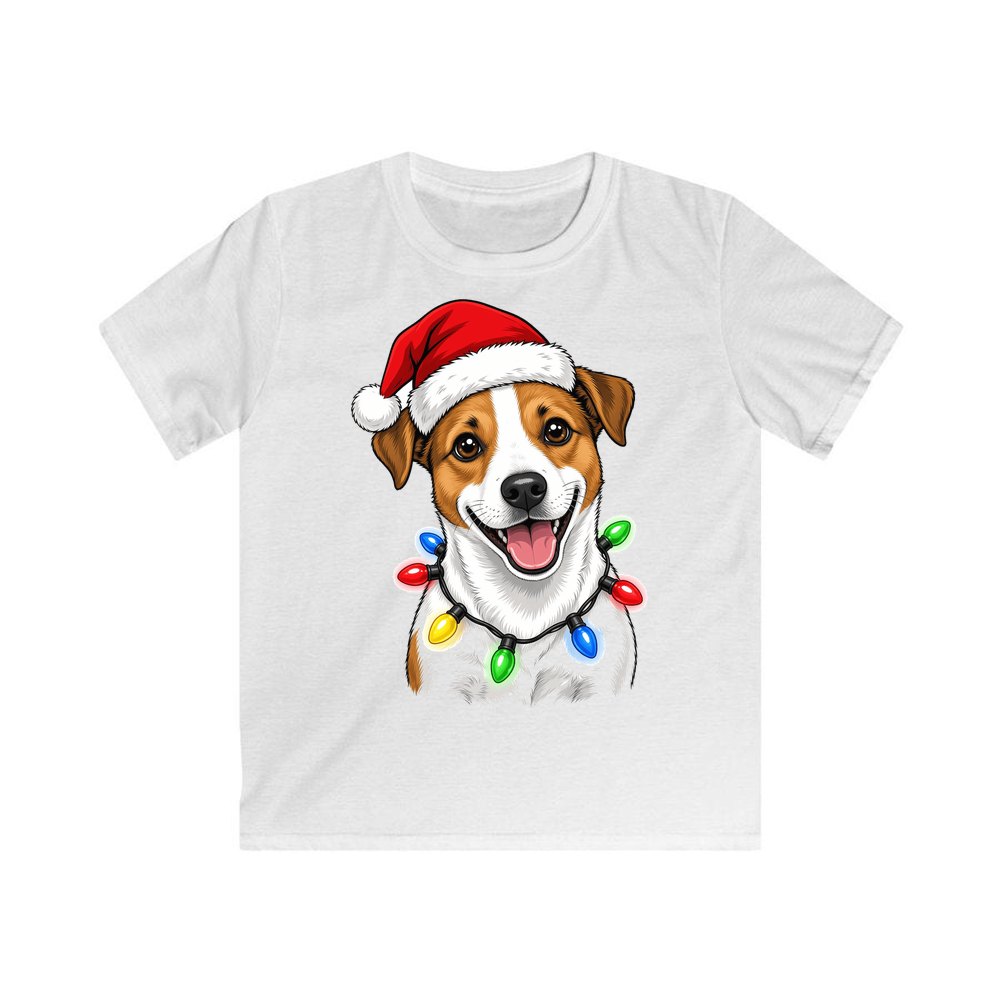 Jack Russell personalised kids Christmas tee in white
