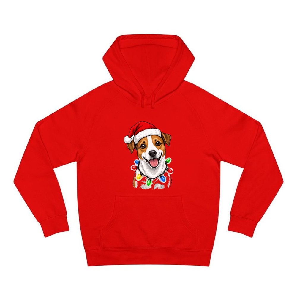 Jack Russell personalised Christmas hoodie in red