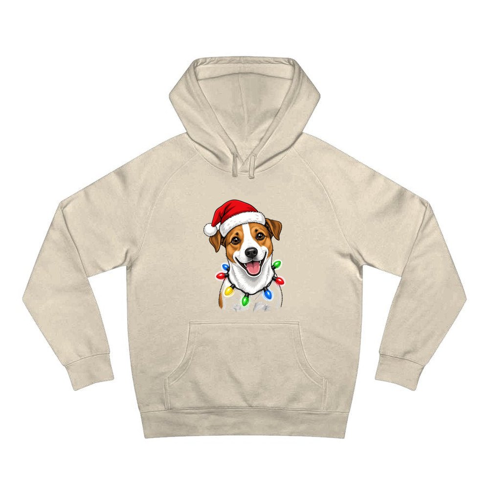 Jack Russell personalised Christmas hoodie in sand