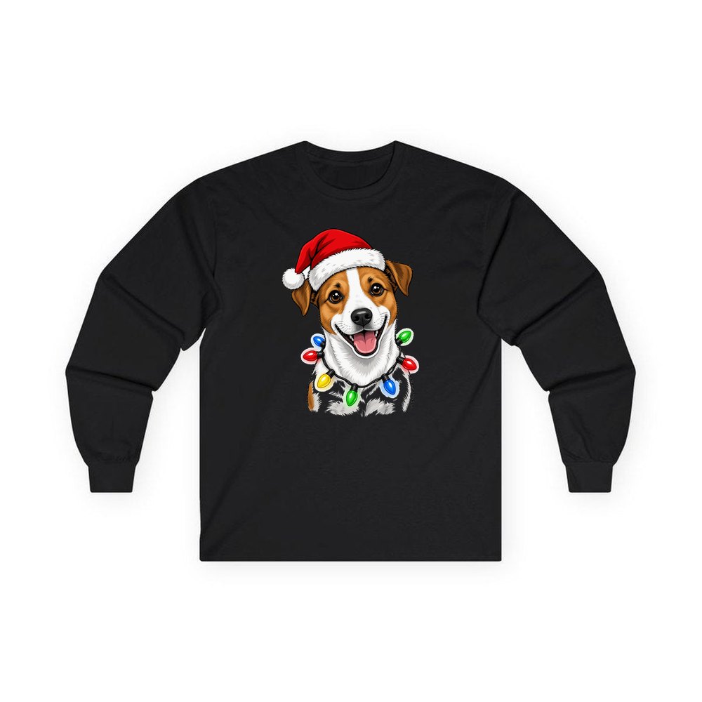 Jack Russell personalised long sleeve Christmas T-shirt in black