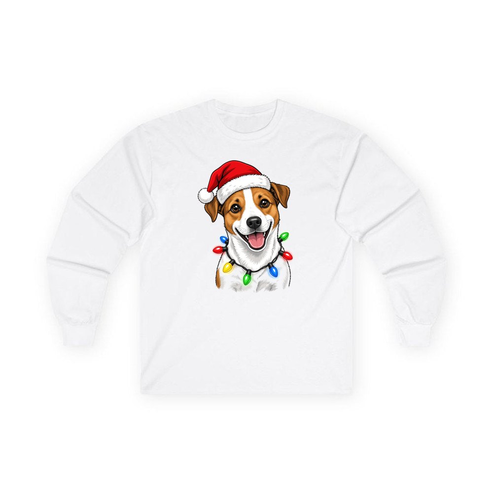 Jack Russell personalised long sleeve Christmas T-shirt in white