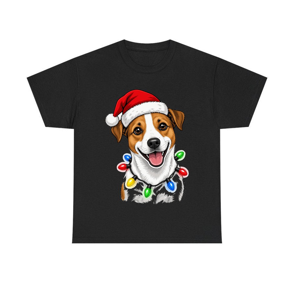 Jack Russell personalised Christmas T-shirt in black