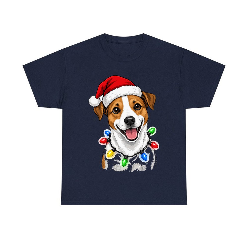 Jack Russell personalised Christmas T-shirt in navy