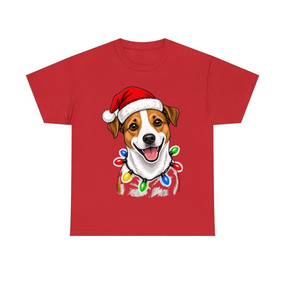 Jack Russell personalised Christmas T-shirt in red