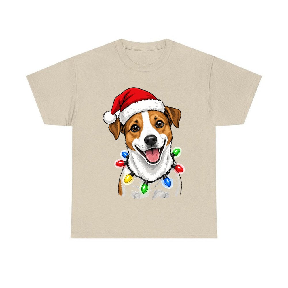 Jack Russell personalised Christmas T-shirt in sand