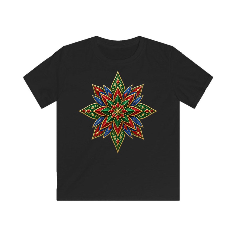 Jewel Tone Star personalised kids Christmas tee in black