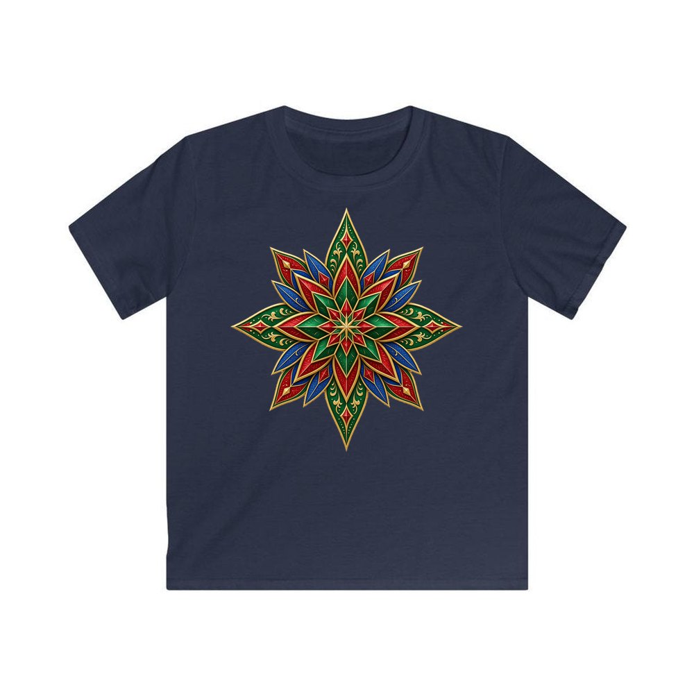 Jewel Tone Star personalised kids Christmas tee in navy