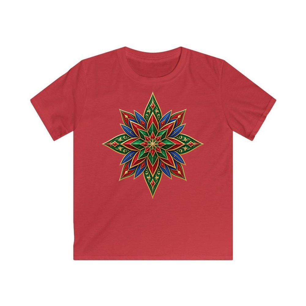 Jewel Tone Star personalised kids Christmas tee in red