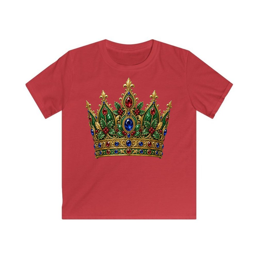 Jewelled Christmas Crown personalised kids Christmas tee in red