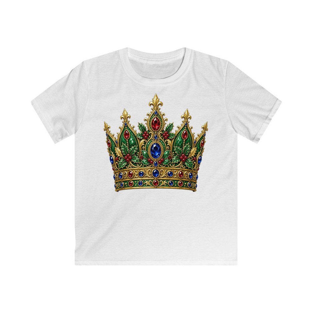 Jewelled Christmas Crown personalised kids Christmas tee in white