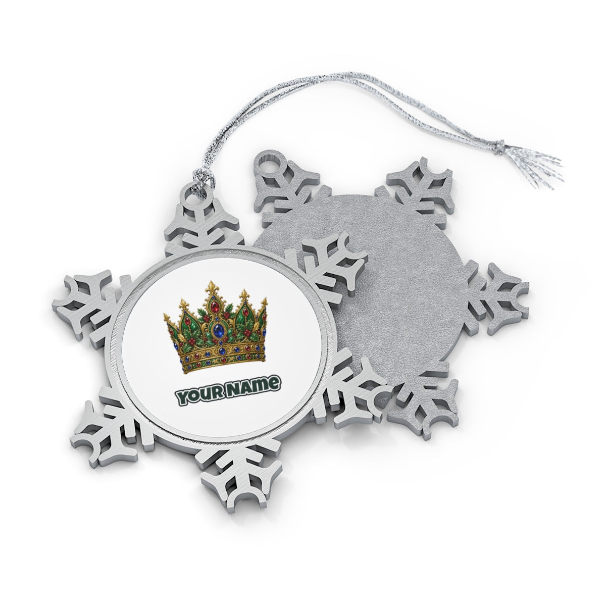 Jewelled Christmas Crown Personalised Pewter Christmas Ornament