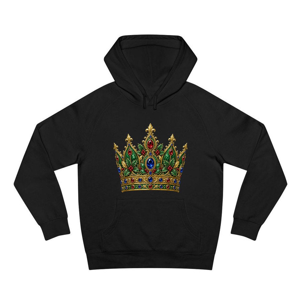 Jewelled Christmas Crown personalised Christmas hoodie in black