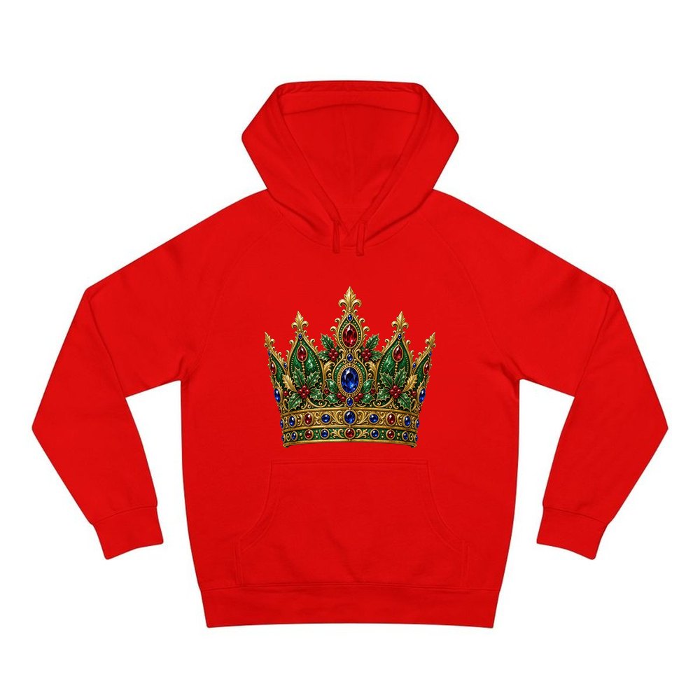 Jewelled Christmas Crown personalised Christmas hoodie in red