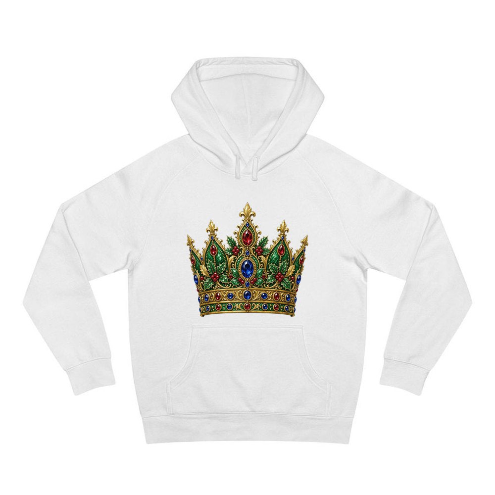 Jewelled Christmas Crown personalised Christmas hoodie in white