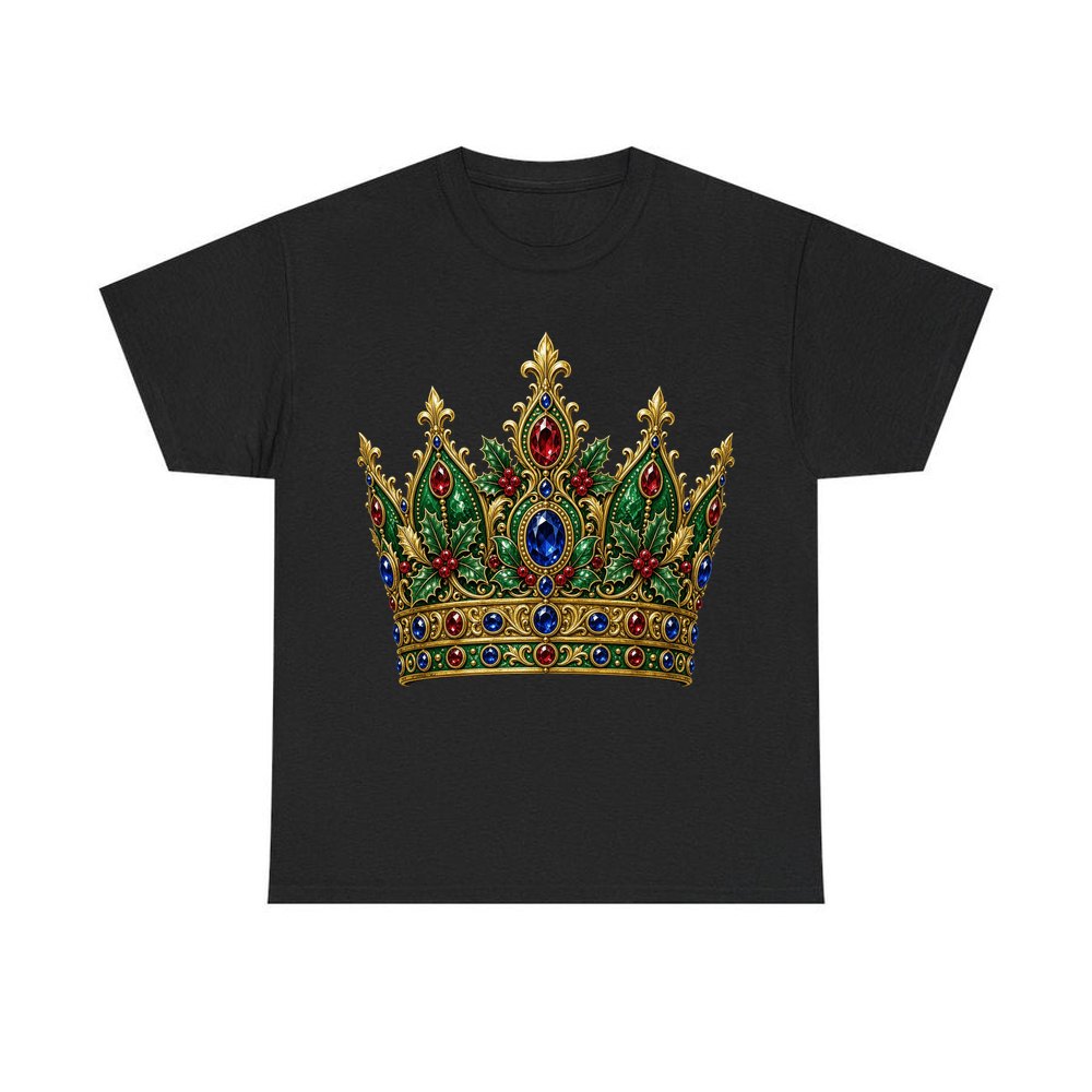 Jewelled Christmas Crown personalised Christmas T-shirt in black