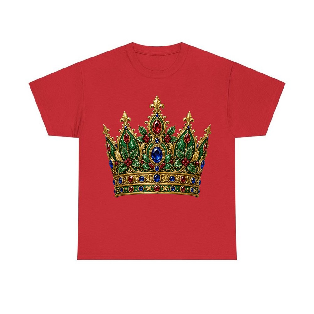 Jewelled Christmas Crown personalised Christmas T-shirt in red