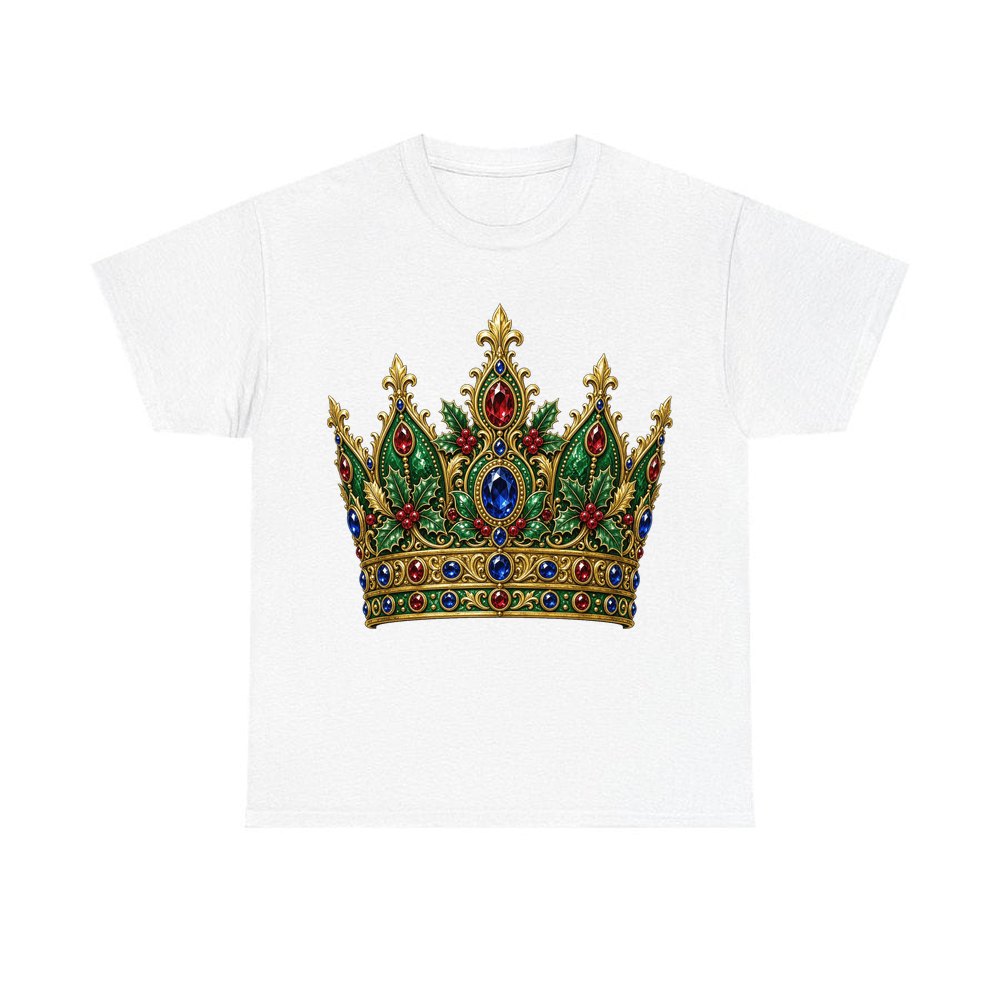 Jewelled Christmas Crown personalised Christmas T-shirt in white