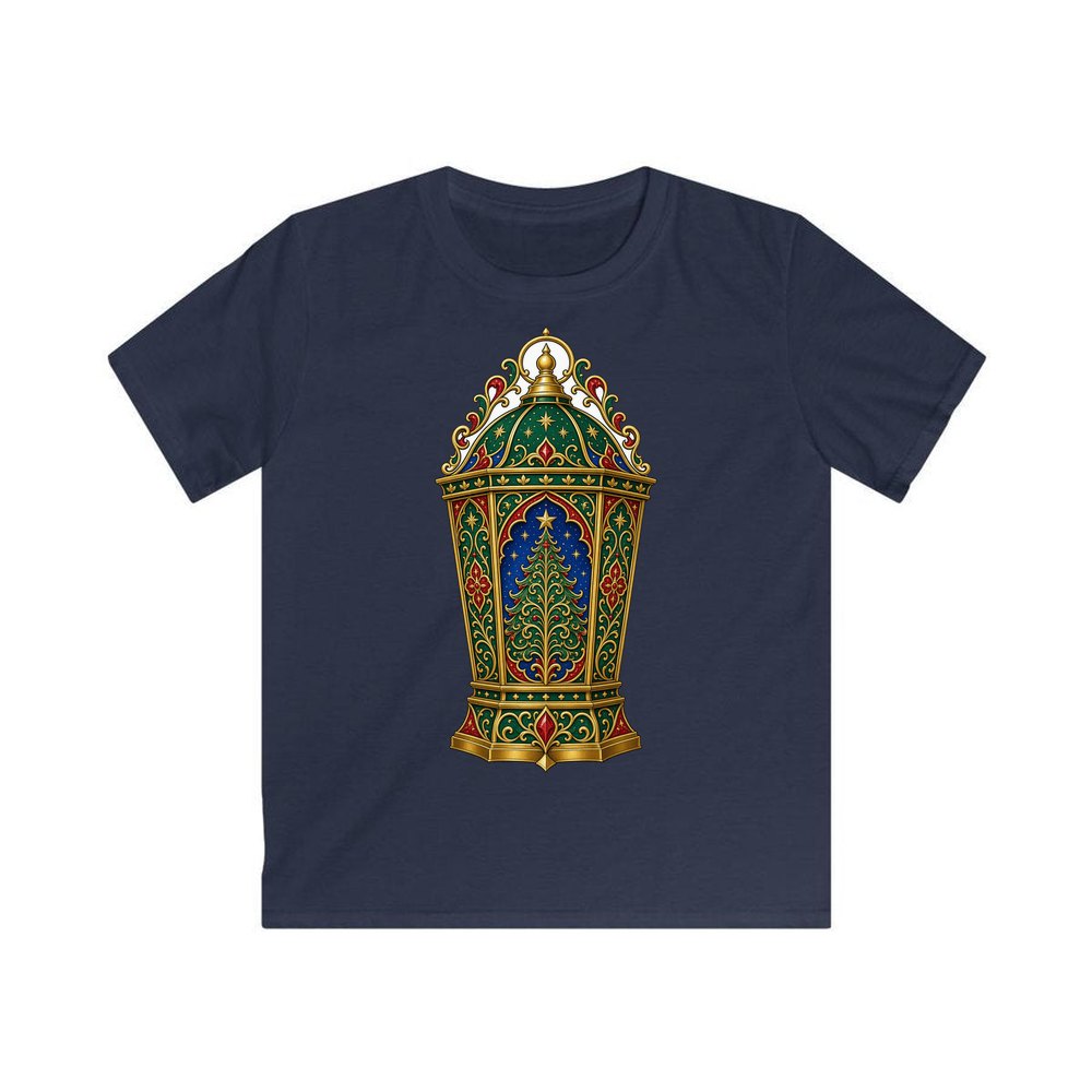 Jewelled Christmas Lantern personalised kids Christmas tee in navy
