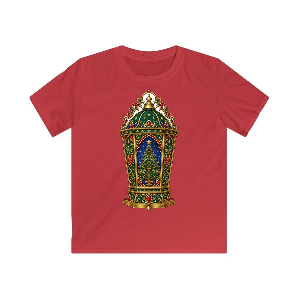 Jewelled Christmas Lantern personalised kids Christmas tee in red