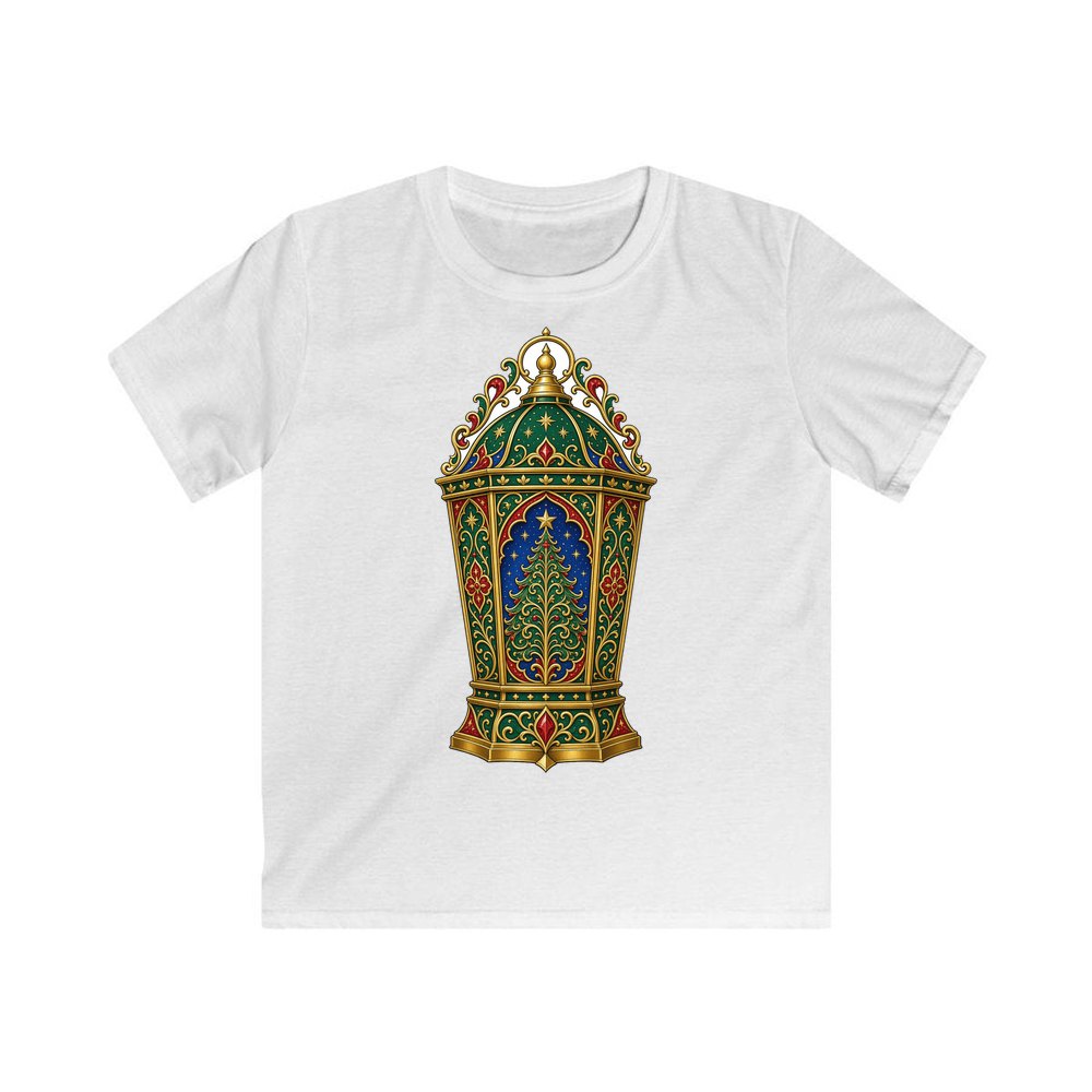 Jewelled Christmas Lantern personalised kids Christmas tee in white