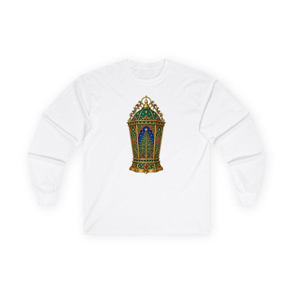 Jewelled Christmas Lantern personalised long sleeve Christmas T-shirt in white
