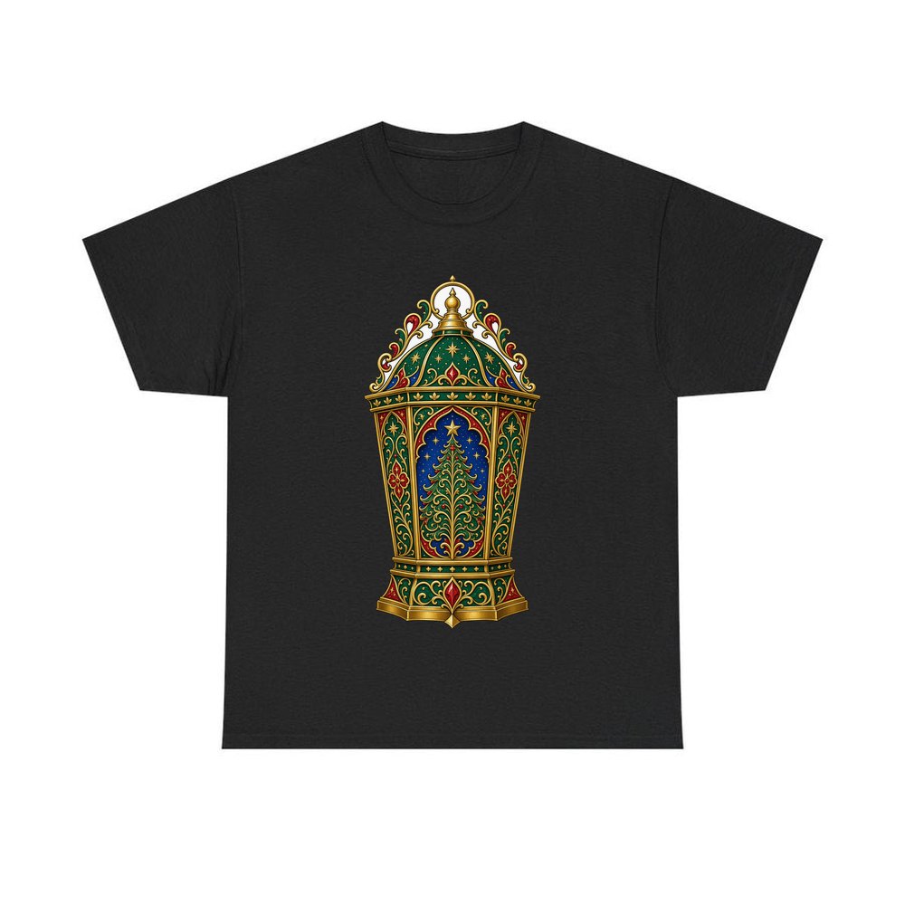 Jewelled Christmas Lantern personalised Christmas T-shirt in black