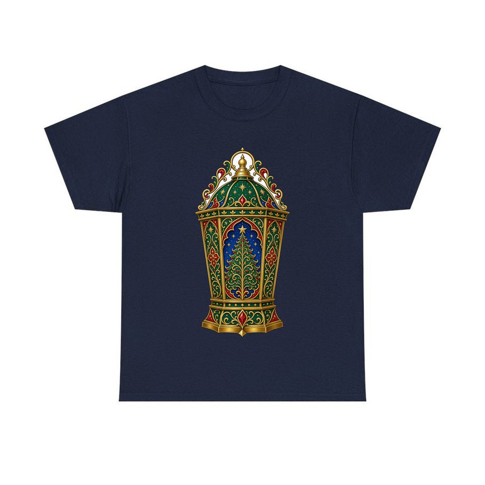 Jewelled Christmas Lantern personalised Christmas T-shirt in navy