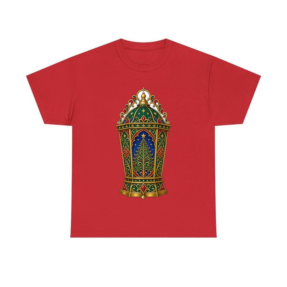Jewelled Christmas Lantern personalised Christmas T-shirt in red