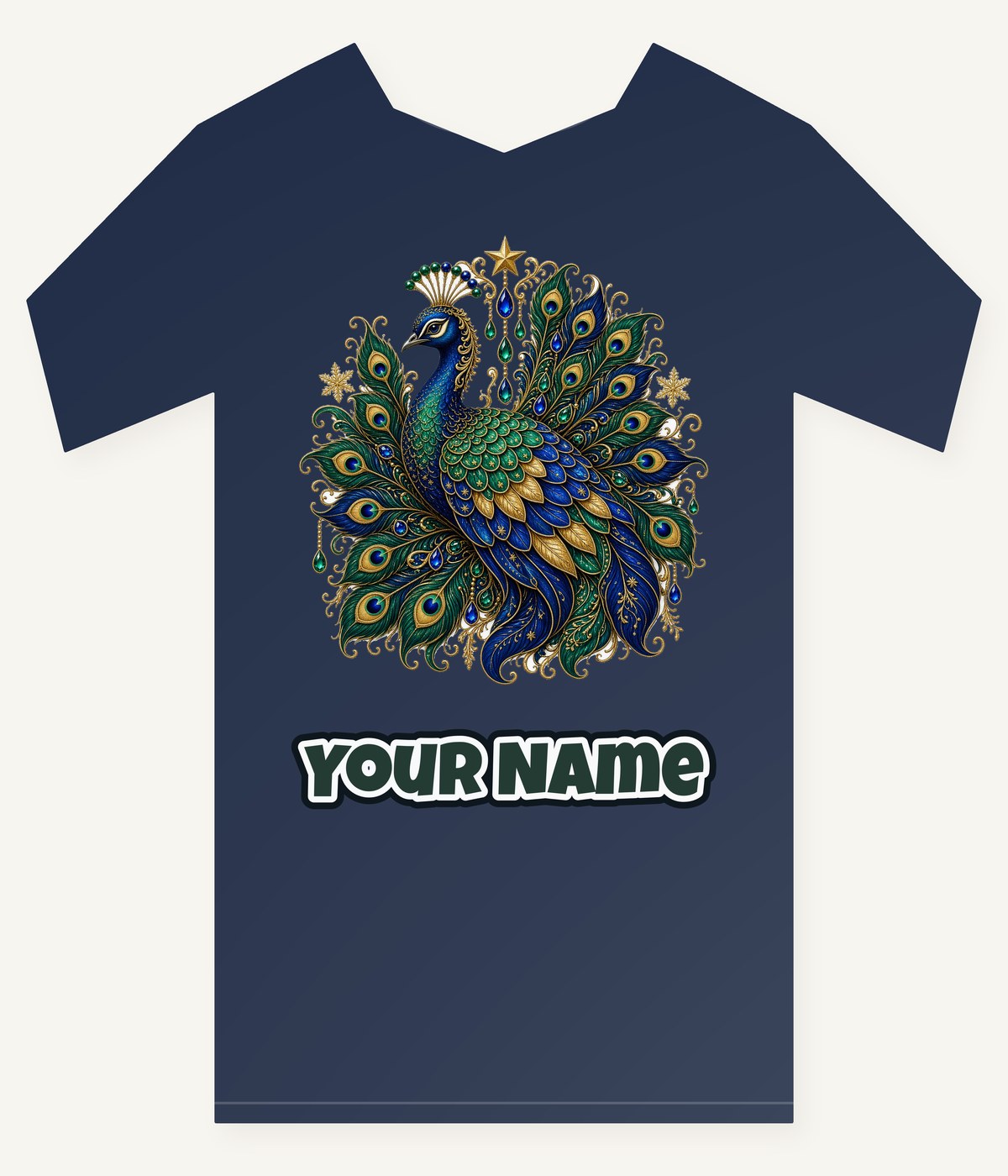 Jewelled Christmas Peacock Personalised Kids Tee and Baby Bodysuit
