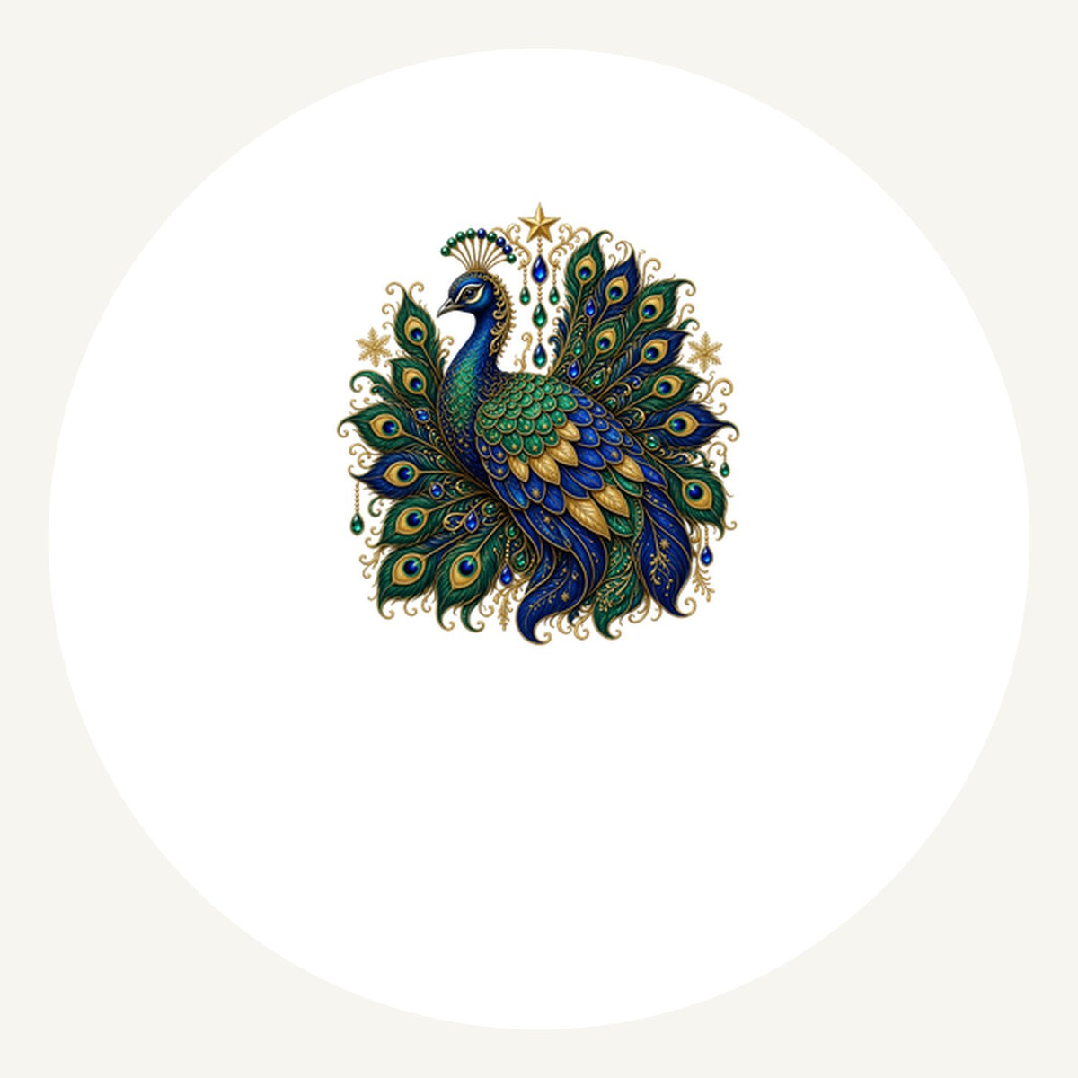 Jewelled Christmas Peacock Personalised Pewter Christmas Ornament
