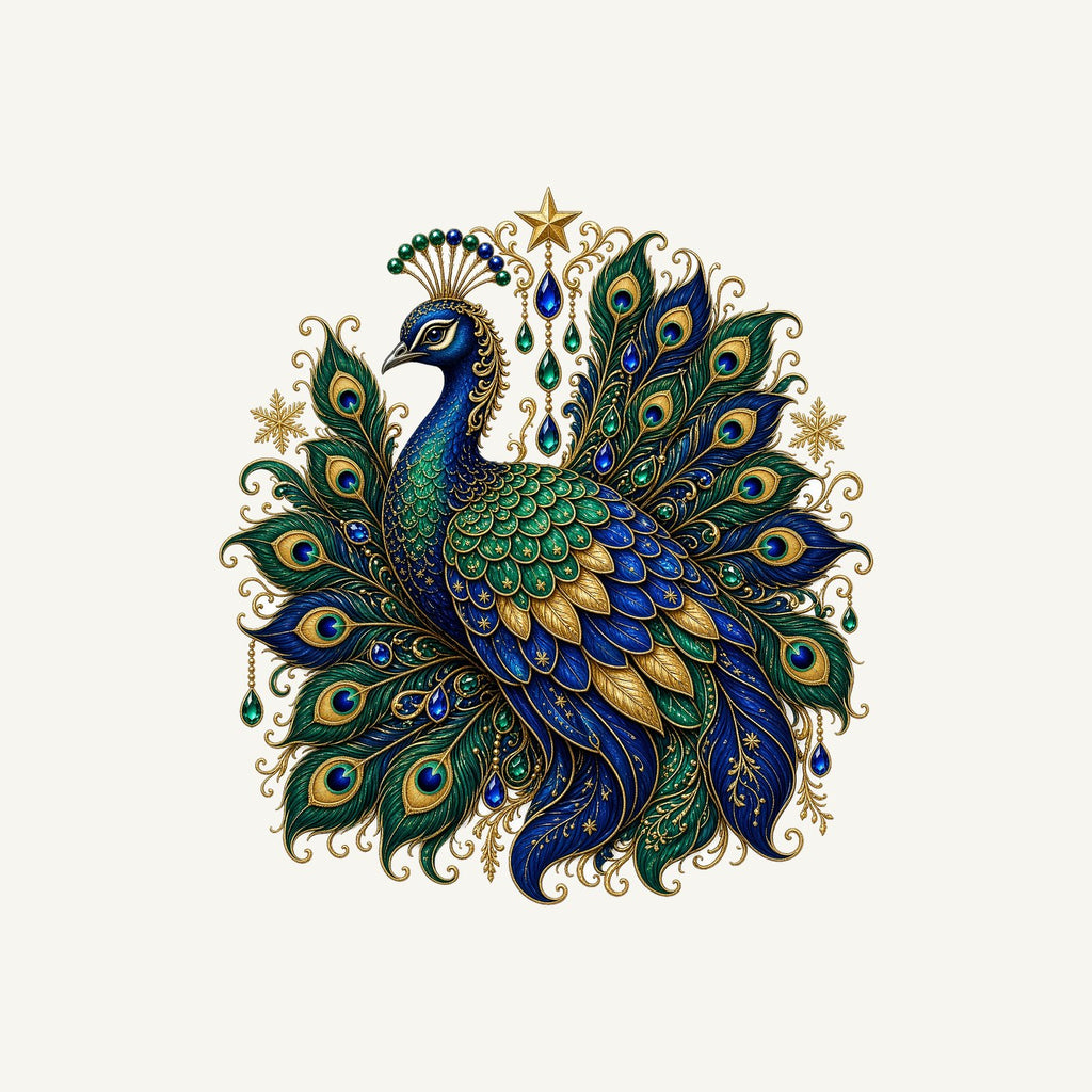 Jewelled Christmas Peacock Personalised Christmas T-Shirt and Hoodie