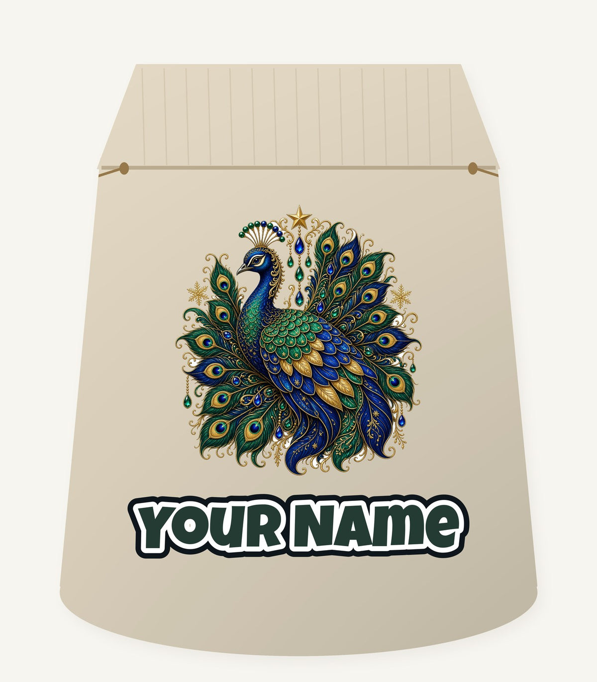 Jewelled Christmas Peacock Personalised Santa Sack