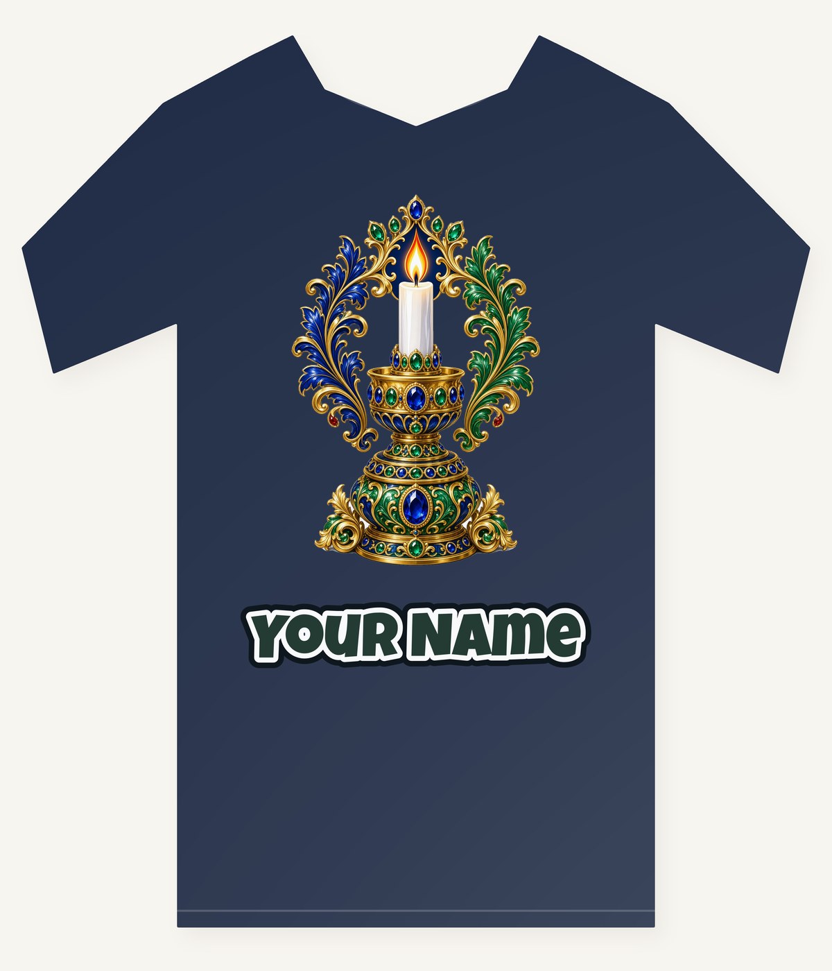 Jewelled Gold Candle Holder Personalised Kids Tee and Baby Bodysuit