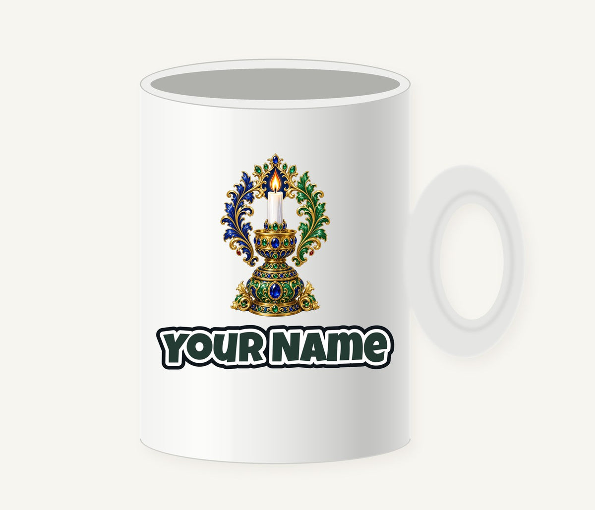 Jewelled Gold Candle Holder Personalised Christmas Mug