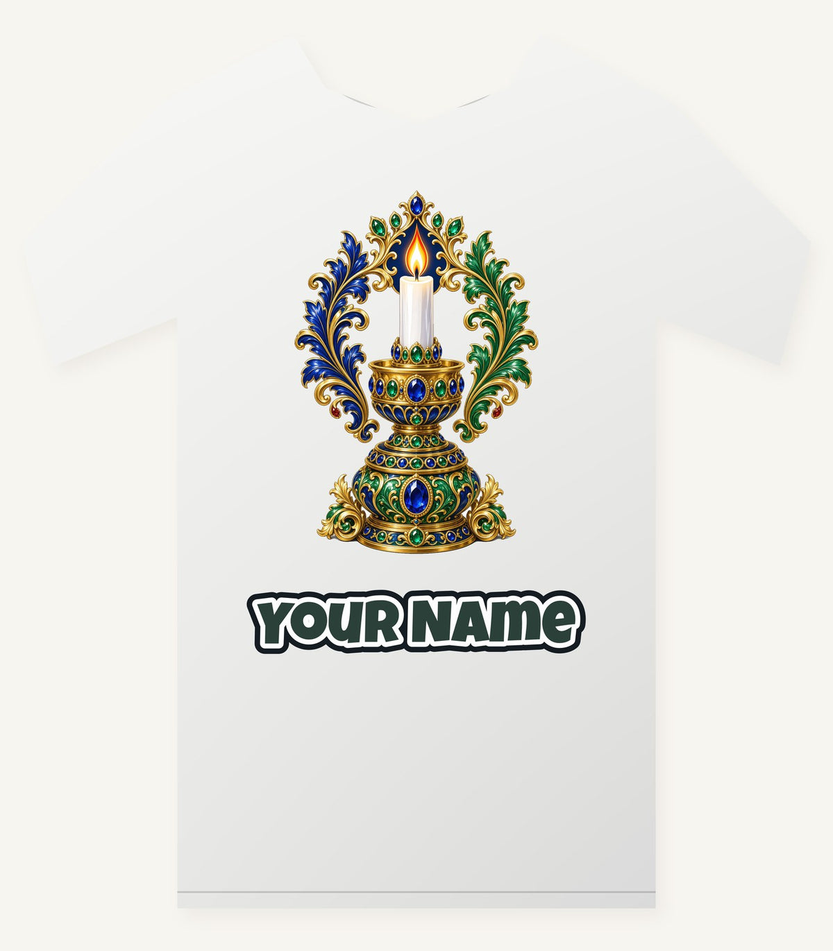 Jewelled Gold Candle Holder Personalised Christmas T-Shirt and Hoodie