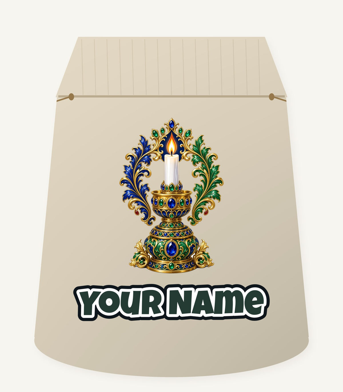 Jewelled Gold Candle Holder Personalised Santa Sack