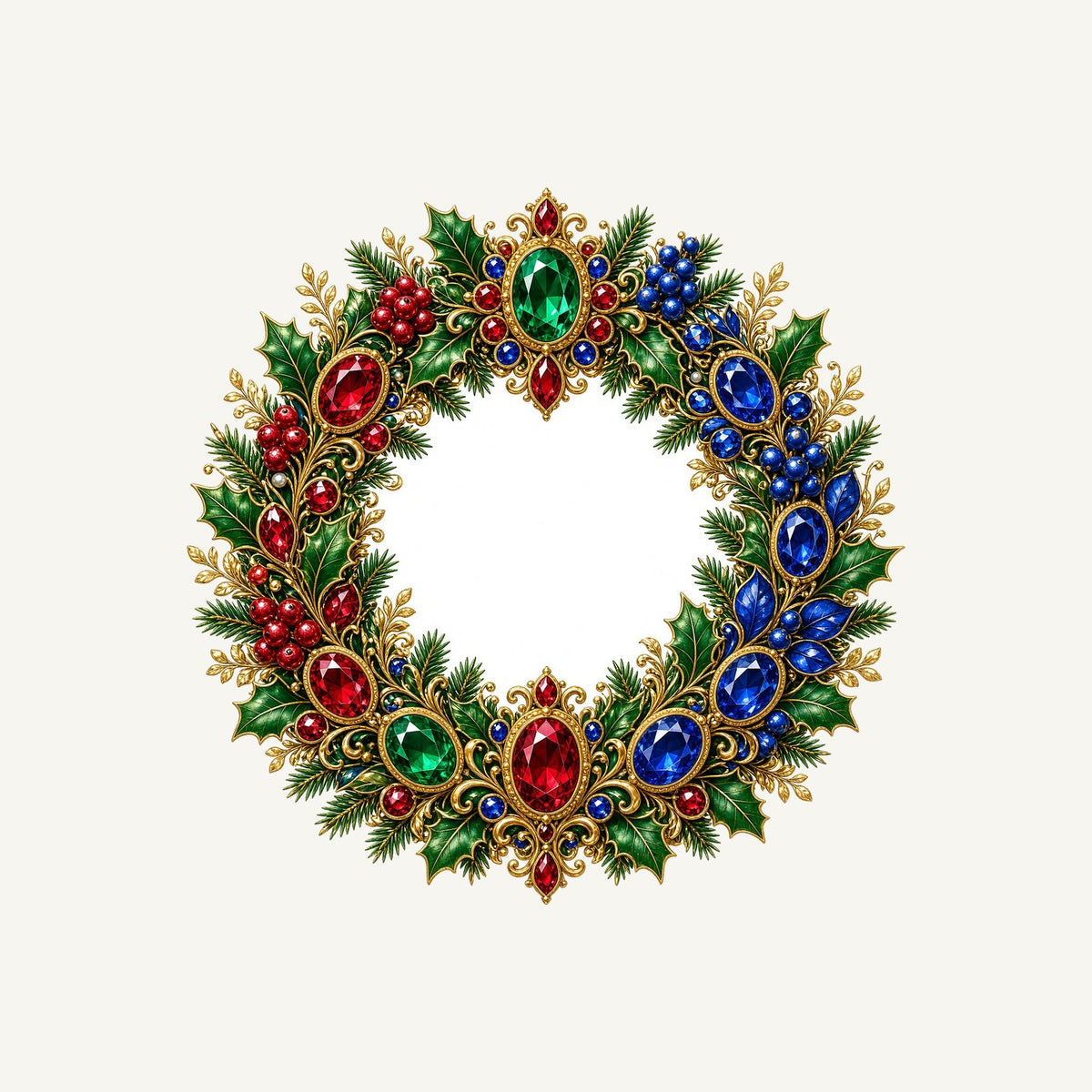 Jewelled Gold Holly Wreath Personalised Kids Tee and Baby Bodysuit