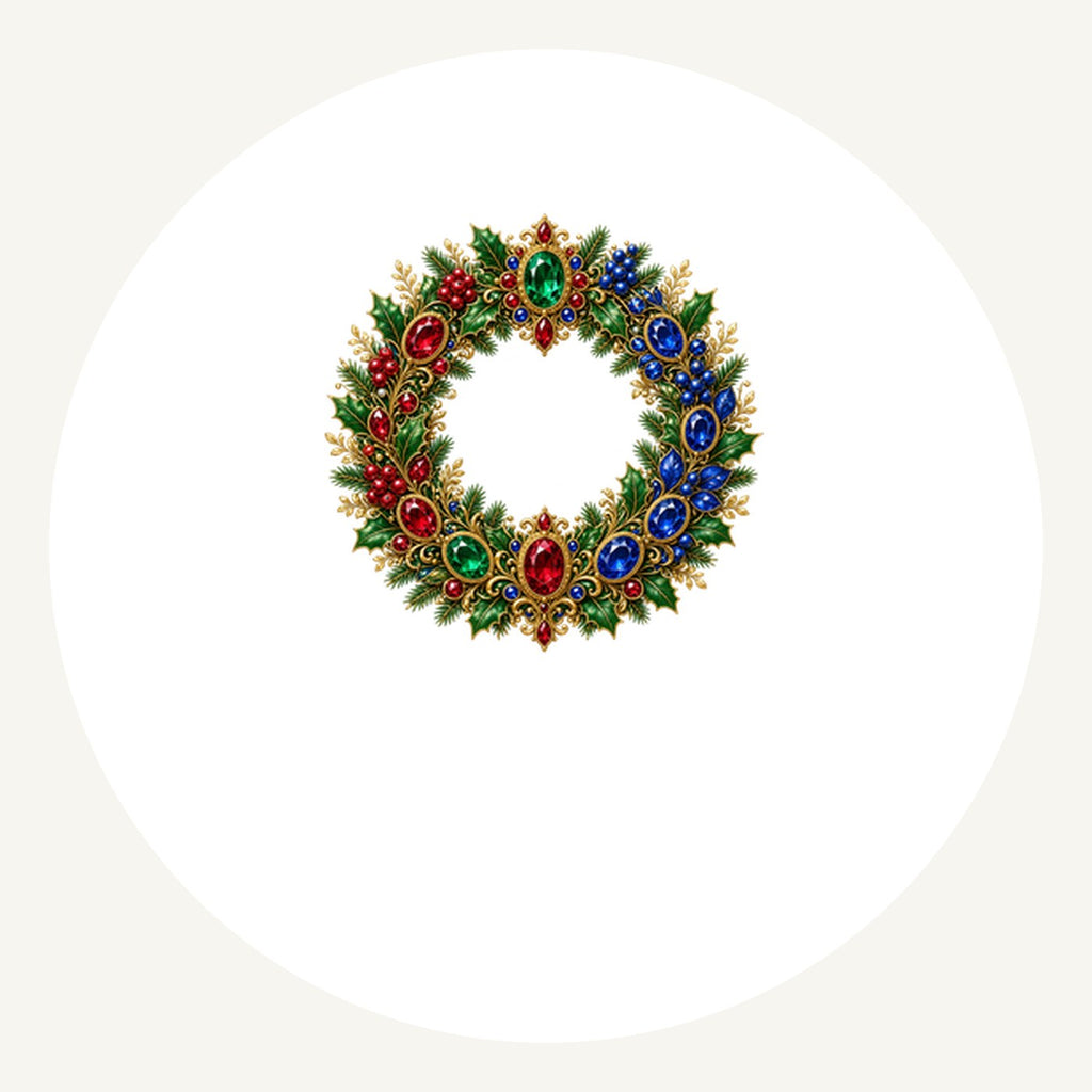 Jewelled Gold Holly Wreath Personalised Pewter Christmas Ornament