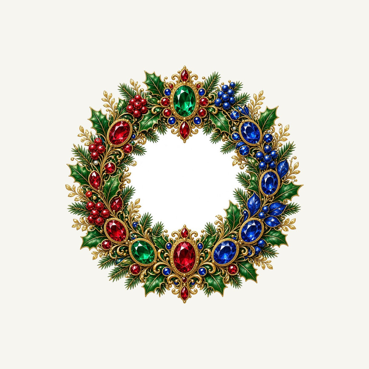 Jewelled Gold Holly Wreath Personalised Christmas T-Shirt and Hoodie