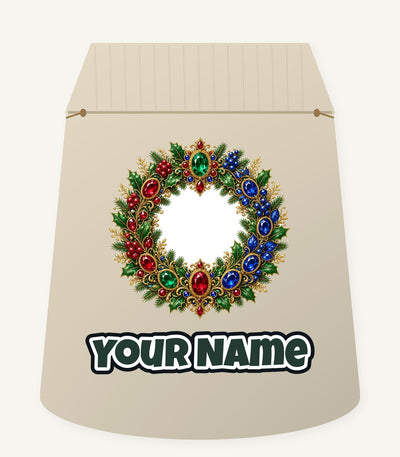 Jewelled Gold Holly Wreath Personalised Santa Sack
