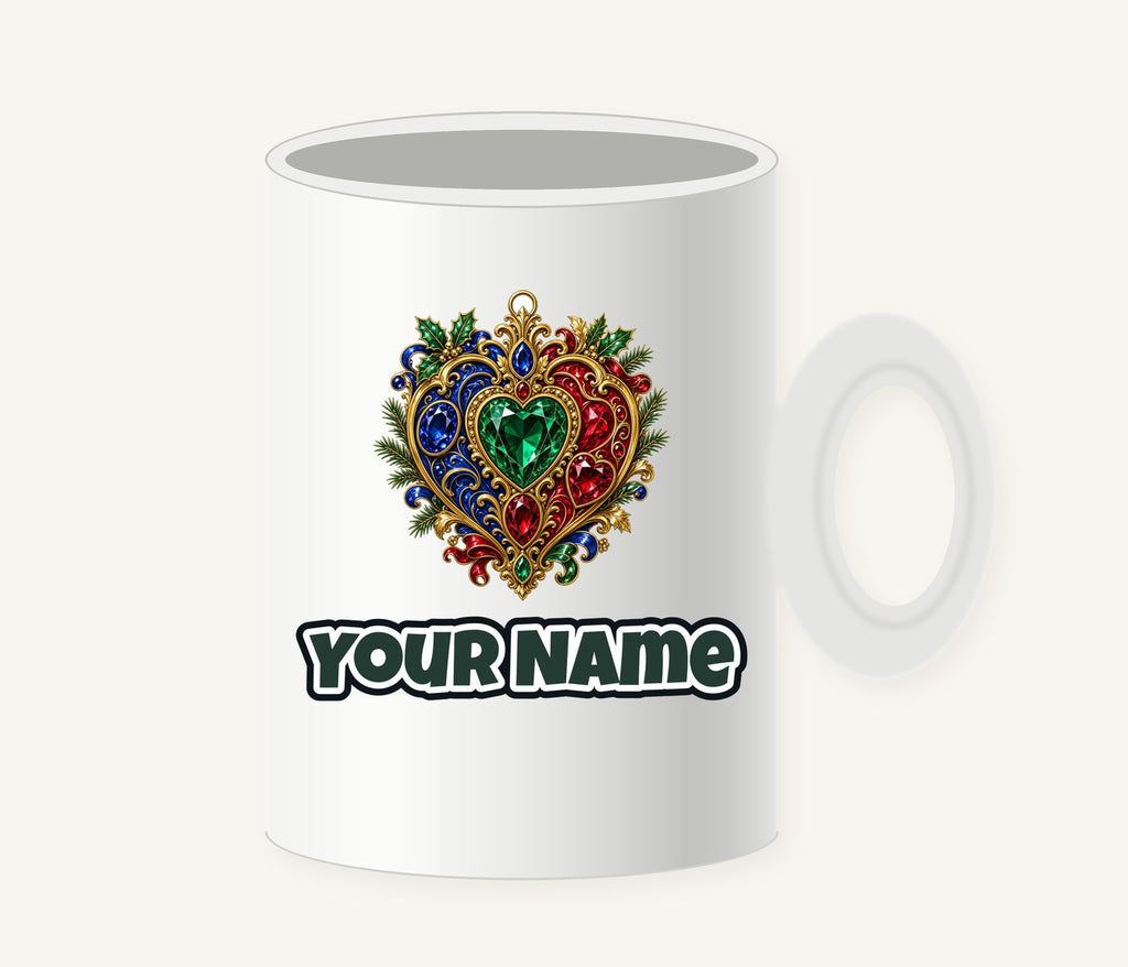 Jewelled Heart Christmas Ornament Personalised Christmas Mug